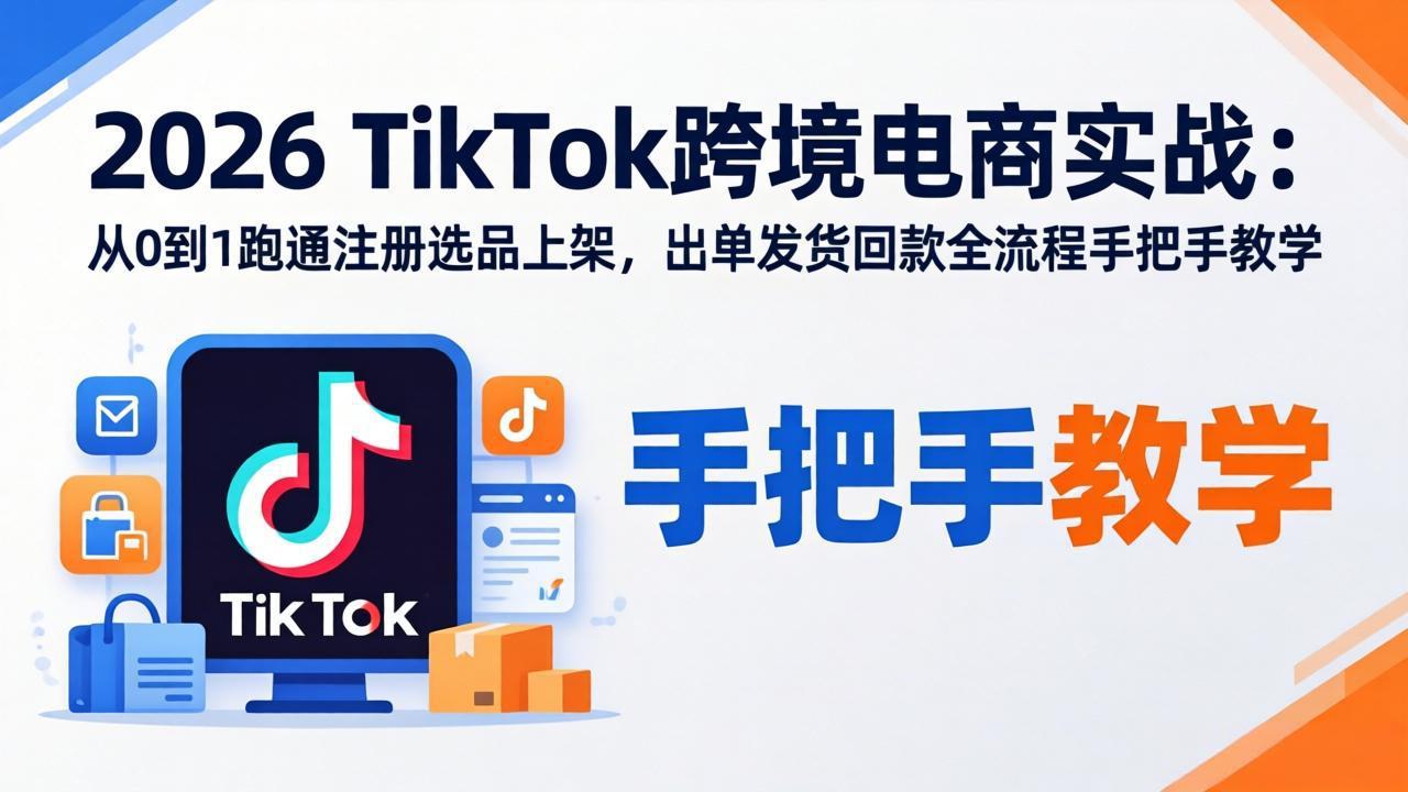 2026TikTok跨境电商实战-更新：从0到1跑通注册选品上架，出单发货回款全流程手把手教学云辞狐 ∞ 稳定更新轻创终点站