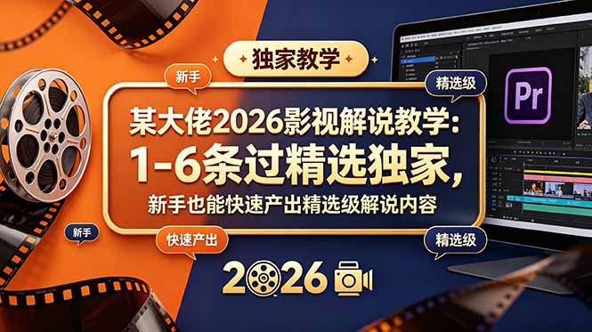 某大佬2026影视解说教学：1-6条过精选独家，新手也能快速产出精选级解说内容云辞狐 ∞ 稳定更新轻创终点站