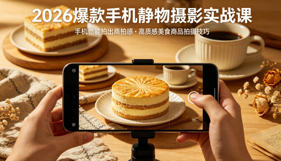 2026爆款手机静物摄影实战课，手机也能拍出商拍感，学会拍出高质感美食商品云辞狐 ∞ 稳定更新轻创终点站