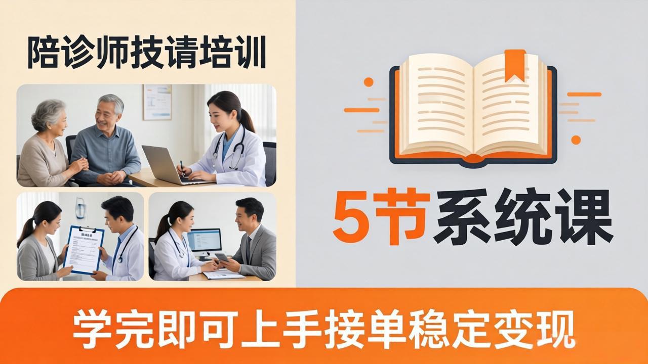 想做陪诊师不知从何下手？5节系统课教你掌握核心技能，学完即可上手接单稳定变现云辞狐 ∞ 稳定更新轻创终点站