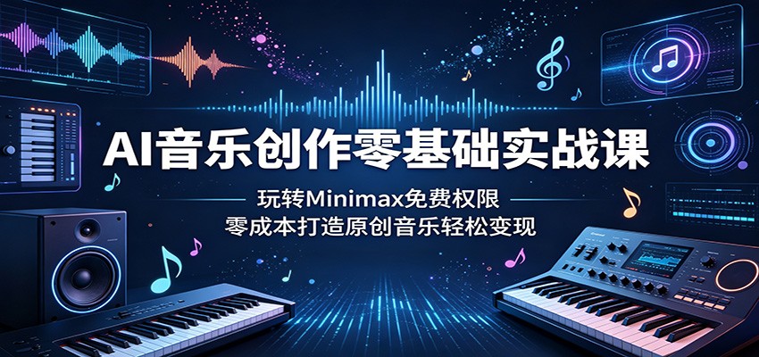 AI音乐创作零基础实战课：玩转Minimax免费权限，零成本打造原创音乐轻松变现云辞狐 ∞ 稳定更新轻创终点站