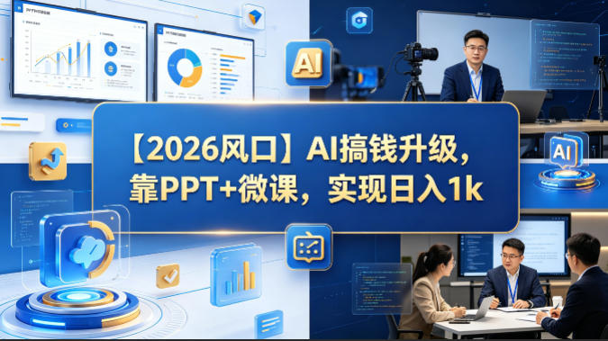 【2026风口】AI搞钱升级，靠PPT+微课，实现日入1k云辞狐 ∞ 稳定更新轻创终点站