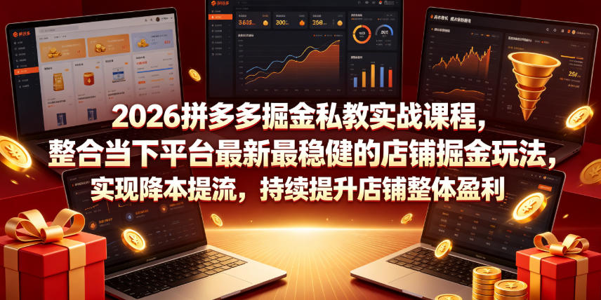 2026拼多多掘金私教实战课程，整合当下平台最新最稳健的店铺掘金玩法，实现降本提流，持续提升店铺整体盈利云辞狐 ∞ 稳定更新轻创终点站