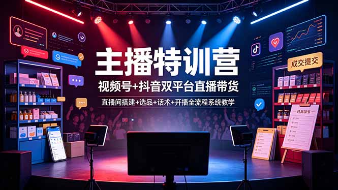 主播特训营：视频号+抖音双平台直播带货，直播间搭建+选品+话术+开播全流程系统教学云辞狐 ∞ 稳定更新轻创终点站