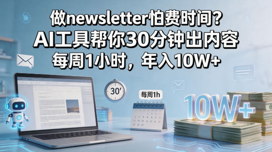 做newsletter怕费时间？AI工具帮你30分钟出内容，每周1小时，年入10W+！【原创双语字幕】云辞狐 ∞ 稳定更新轻创终点站