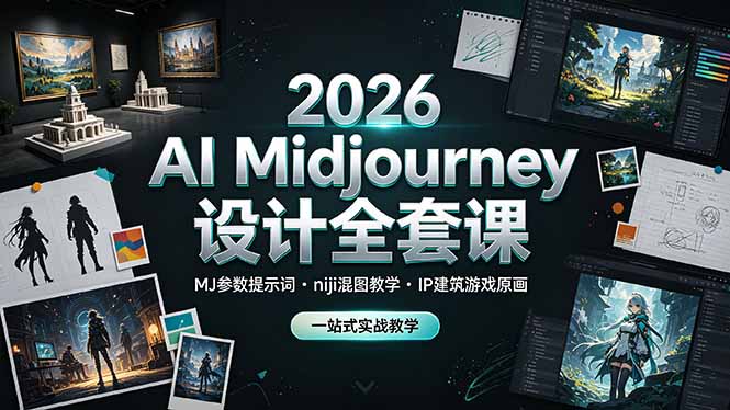 2026 AI Midjourney设计全套课，MJ参数提示词niji混图教学，IP建筑游戏原画一站式实战教学云辞狐 ∞ 稳定更新轻创终点站