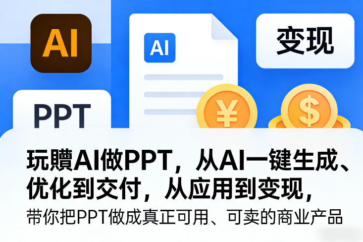 玩賺AI做PPT，从AI一键生成、优化到交付，从应用到变现，带你把PPT做成真正可用、可卖的商业产品(更新0421)云辞狐 ∞ 稳定更新轻创终点站