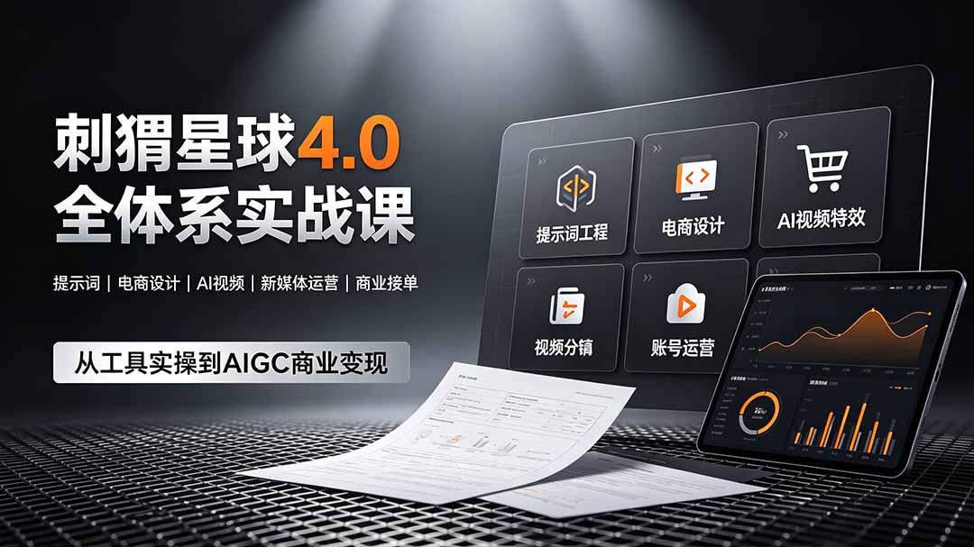 刺猬星球4.0全体系实战课，覆盖提示词工程、电商设计、AI视频特效与新媒体运营，一站式掌握AIGC商业核心技能云辞狐 ∞ 稳定更新轻创终点站