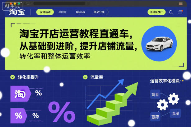 淘宝开店运营教程直通车，从基础到进阶，提升店铺流量，转化率和整体运营效率(更新26年07月11日)云辞狐 ∞ 稳定更新轻创终点站