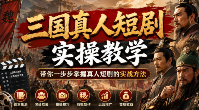 三国真人短剧实操教学，带你一步步掌握真人短剧的实战方法云辞狐 ∞ 稳定更新轻创终点站