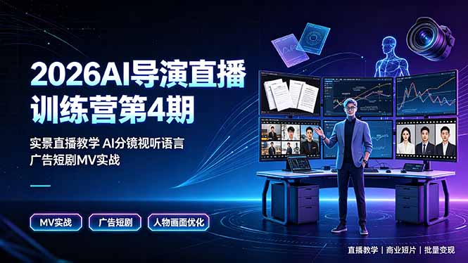 2026AI导演直播训练营第4期，实景直播教学AI分镜视听语言，广告短剧MV实战，解决人物画面崩坏痛点云辞狐 ∞ 稳定更新轻创终点站