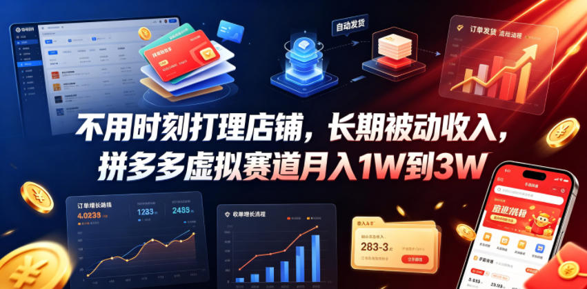 不用时刻打理店铺，长期被动收入，拼多多虚拟赛道月入1W到3W【揭秘】云辞狐 ∞ 稳定更新轻创终点站