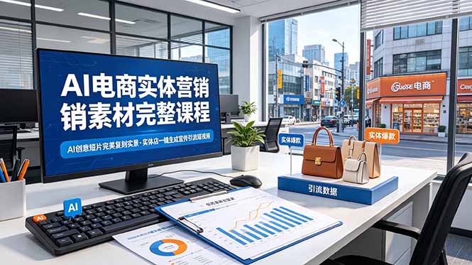 AI电商实体营销素材完整课程，AI创意短片完美复刻实景，实体店一键生成宣传引流短视频云辞狐 ∞ 稳定更新轻创终点站