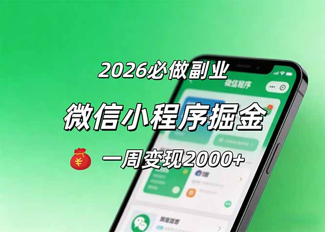 2026微信小程序掘金，简单好上手，一周变现2000+云辞狐 ∞ 稳定更新轻创终点站