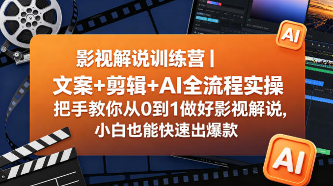 影视解说训练营｜文案+剪辑+AI全流程实操，把手教你从0到1做好影视解说，小白也能快速出爆款云辞狐 ∞ 稳定更新轻创终点站