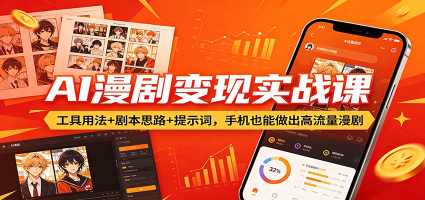 AI漫剧变现实战课：工具用法+剧本思路+提示词，手机也能做出高流量漫剧云辞狐 ∞ 稳定更新轻创终点站