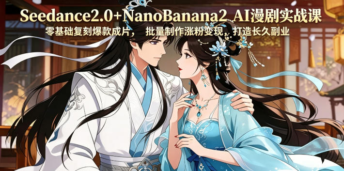 Seedance2.0+NanoBanana2 AI漫剧实战课，零基础复刻爆款成片涨粉变现，打造长久副业收益云辞狐 ∞ 稳定更新轻创终点站