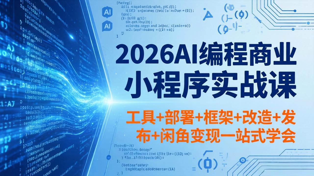 2026AI编程商业小程序实战课，工具+部署+框架+改造+发布+闲鱼变现一站式学会云辞狐 ∞ 稳定更新轻创终点站