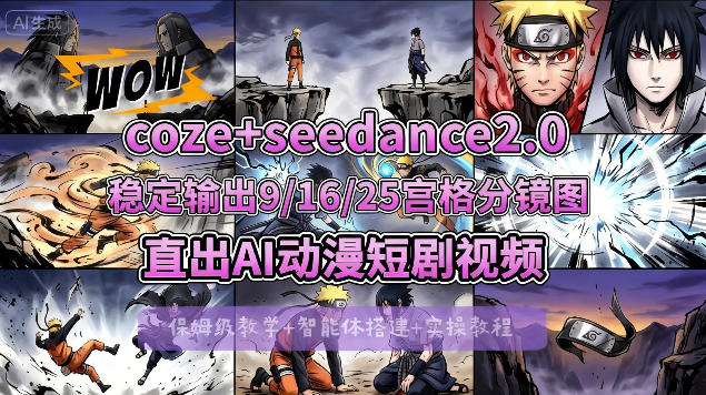 [COZE搭建教学]COZE+即梦Seedance 2.0稳定输出9-16-25宫格分镜图直出AI漫剧视频云辞狐 ∞ 稳定更新轻创终点站