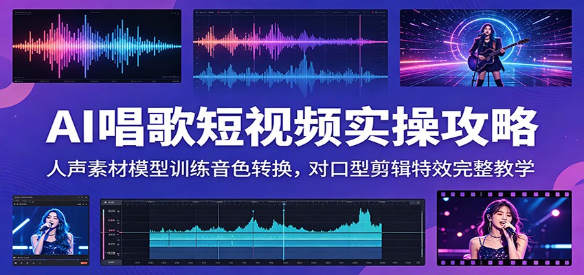 AI唱歌短视频实操攻略：人声素材模型训练音色转换，对口型剪辑特效完整教学云辞狐 ∞ 稳定更新轻创终点站