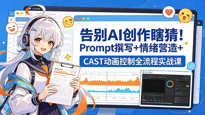 告别AI创作瞎猜！Prompt撰写+情绪营造+CAST动画控制全流程实战课云辞狐 ∞ 稳定更新轻创终点站