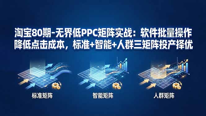 淘宝80期-无界低PPC矩阵实战：软件批量操作降低点击成本，标准+智能+人群三矩阵投产择优云辞狐 ∞ 稳定更新轻创终点站