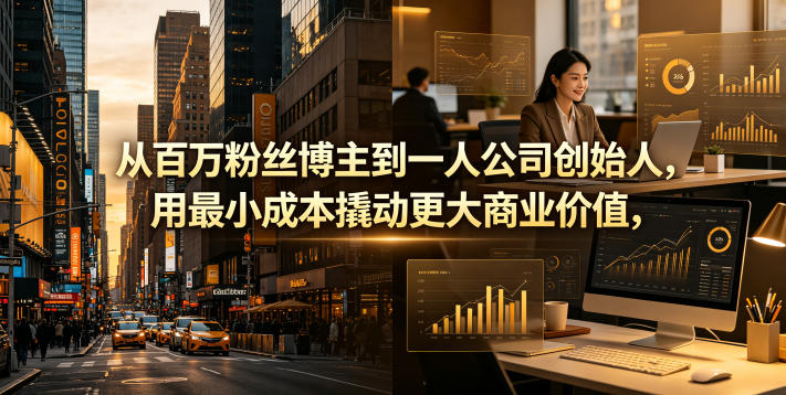 从百万粉丝博主到一人公司创始人，用最小成本撬动更大商业价值云辞狐 ∞ 稳定更新轻创终点站