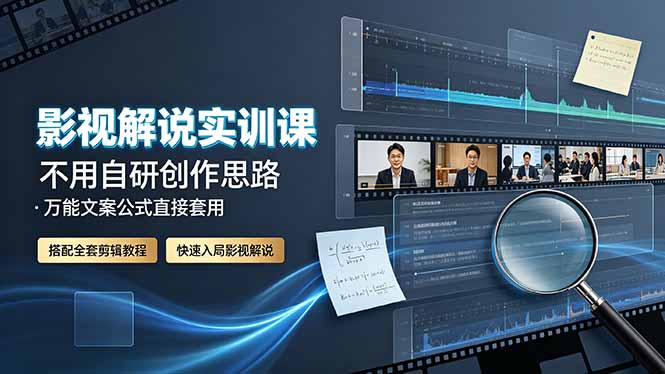 影视解说实训课：不用自研创作思路，万能文案公式直接套用，搭配全套剪辑教程，快速入局影视解说云辞狐 ∞ 稳定更新轻创终点站