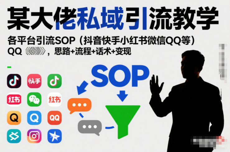 某大佬私域引流教学，各平台引流SOP(抖音快手小红书微信QQ等)，思路+流程+话术+变现(更新0708)云辞狐 ∞ 稳定更新轻创终点站