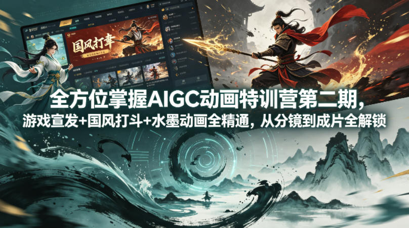 全方位掌握AIGC动画特训营第二期，游戏宣发+国风打斗+水墨动画全精通，从分镜到成片全解锁云辞狐 ∞ 稳定更新轻创终点站