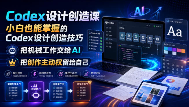 Codex设计创造课，小白也能掌握的Codex设计创造技巧，把机械工作交给AI，把创作主动权留给自己云辞狐 ∞ 稳定更新轻创终点站
