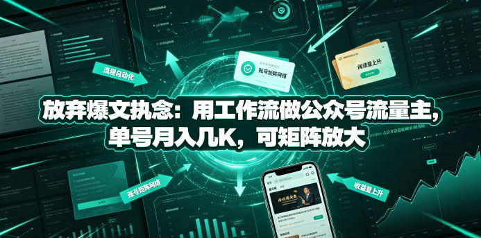 放弃爆文执念：用工作流做公众号流量主，单号月入几K，可矩阵放大云辞狐 ∞ 稳定更新轻创终点站