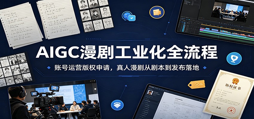 AIGC漫剧工业化全流程：账号运营版权申请，真人漫剧从剧本到发布落地云辞狐 ∞ 稳定更新轻创终点站