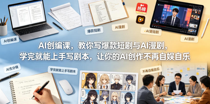 AI创编课，教你写爆款短剧与AI漫剧，学完就能上手写剧本，让你的AI创作不再自娱自乐云辞狐 ∞ 稳定更新轻创终点站