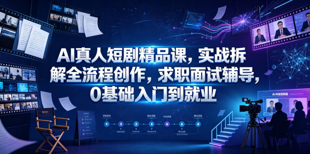 AI真人短剧精品课，实战拆解全流程创作，求职面试辅导，0基础入门到就业云辞狐 ∞ 稳定更新轻创终点站