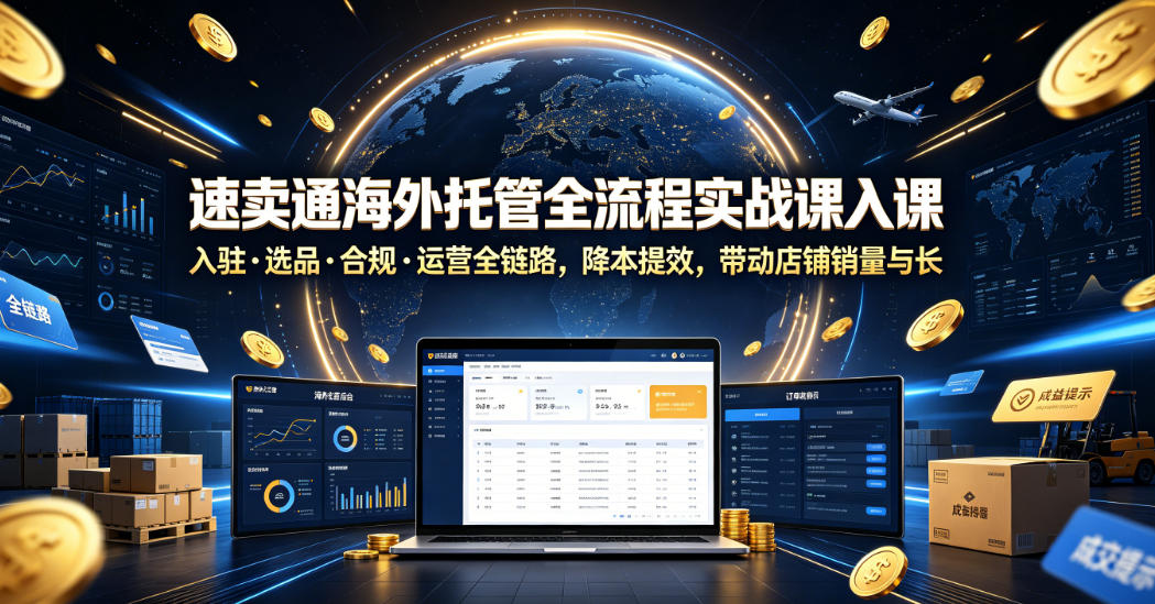 速卖通海外托管全流程实战课入驻・选品・合规・运营全链路，降本提效，带动店铺销量与收益增长云辞狐 ∞ 稳定更新轻创终点站