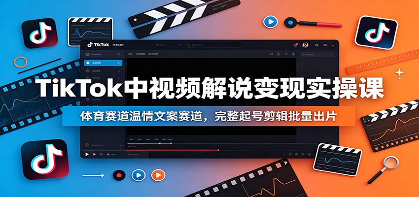 TikTok中视频解说变现实操课：体育赛道温情文案赛道，完整起号剪辑批量出片云辞狐 ∞ 稳定更新轻创终点站