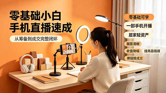 零基础小白手机直播速成，从筹备到成交完整闭环，适配苹果安卓系统，解决杂音卡顿留人难问题云辞狐 ∞ 稳定更新轻创终点站
