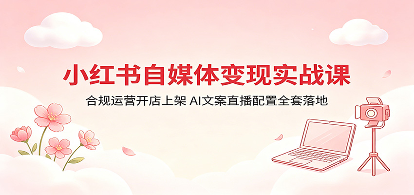 小红书自媒体变现实战课：合规运营开店上架，AI文案直播配置全套落地云辞狐 ∞ 稳定更新轻创终点站