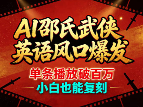AI邵氏武侠英语风口爆发，单条播放破百万，小白也能复刻云辞狐 ∞ 稳定更新轻创终点站