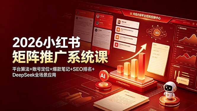2026小红书矩阵推广系统课：平台算法+账号定位+爆款笔记+SEO排名+DeepSeek全场景应用云辞狐 ∞ 稳定更新轻创终点站