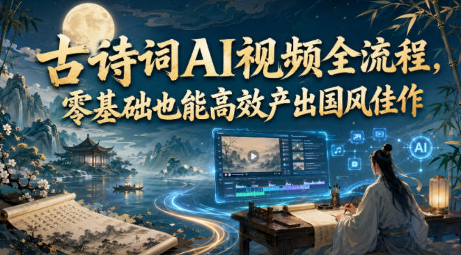 古诗词AI视频全流程，零基础也能高效产出国风佳作云辞狐 ∞ 稳定更新轻创终点站