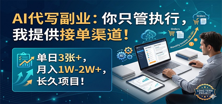 AI代写副业：你只管执行，我提供接单渠道！单日3张+，月入1W-2W+，长久项目云辞狐 ∞ 稳定更新轻创终点站