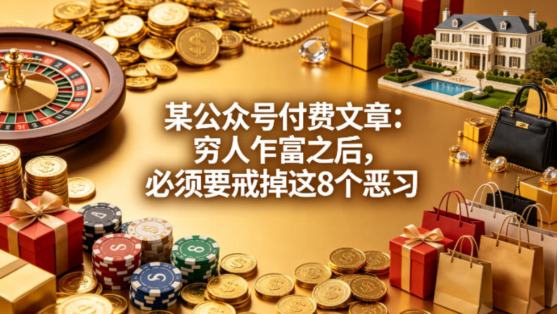 某公众号付费文章：穷人乍富之后，必须要戒掉这8个恶习云辞狐 ∞ 稳定更新轻创终点站