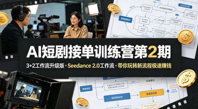 AI短剧接单训练营第2期，3+2工作流升级版，Seedance 2.0工作流，带你玩转新流程极速賺钱云辞狐 ∞ 稳定更新轻创终点站