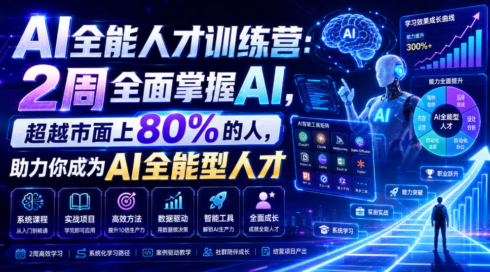 AI全能人才训练营：2周全面掌握AI，超越市面上80%的人，助力你成为AI全能型人才云辞狐 ∞ 稳定更新轻创终点站