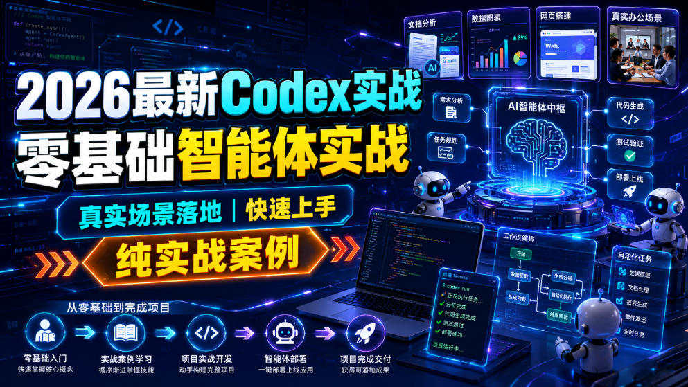 2026最新Codex实战零基础智能体实战，真实场景落地，快速上手，纯实战案例云辞狐 ∞ 稳定更新轻创终点站