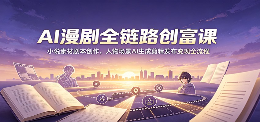 AI漫剧全链路创富课：小说素材剧本创作，人物场景AI生成剪辑发布变现全流程云辞狐 ∞ 稳定更新轻创终点站