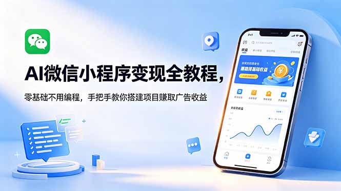AI微信小程序变现全教程，零基础不用编程，手把手教你搭建项目赚取广告收益云辞狐 ∞ 稳定更新轻创终点站