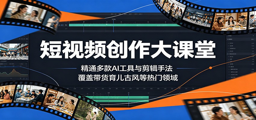 短视频创作大课堂：精通多款AI工具与剪辑手法，覆盖带货、育儿、古风等热门领域云辞狐 ∞ 稳定更新轻创终点站